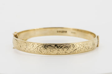 9CT GOLD ANTIQUE BANGLE WITH OLD HALL MARKS