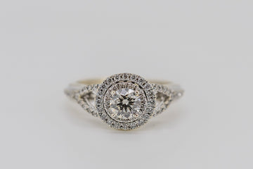 18ct White Gold Double Halo Diamond Ring #25838-44