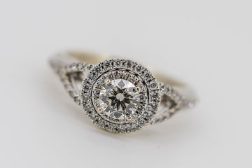 18ct White Gold Double Halo Diamond Ring #25838-44