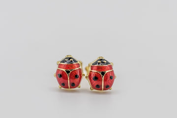 9ct gold lady bug earrings