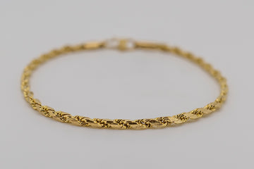 22ct solid yellow gold rope chain bracelet