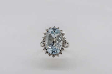 18ct White Gold Aquamarine and Diamond Ring # 26030-107