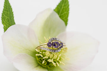 9ct Yellow Gold Ring With Amethyst and Cubic Zirconia #26090-3