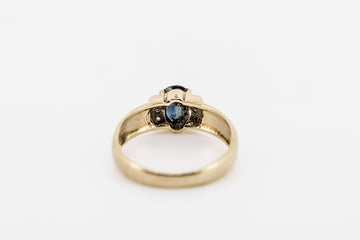 9CT Yellow Gold Ring with Blue Sapphire and Diamonds #26126
