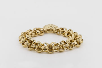 9CT GOLD DOUBLED OVER CHAIN BRACELET WITH HEART LOCKER
