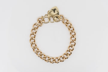 9CT ROSE GOLD ANTIQUE BRACELET WITH HEART LOCKET