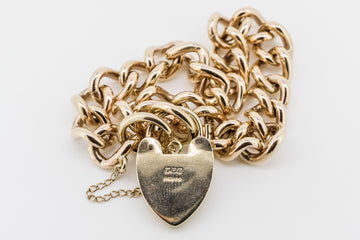 9CT ROSE GOLD ANTIQUE BRACELET WITH HEART LOCKET