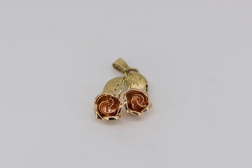 333 8k Yellow and Rose Gold Rose Pendant - Vintage Theodor Klotz Teka #25988-133