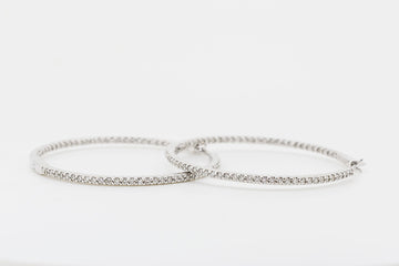 18CT WHITE GOLD AND DIAMOND HOOP EARRINGS
