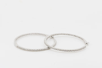 18CT WHITE GOLD AND DIAMOND HOOP EARRINGS