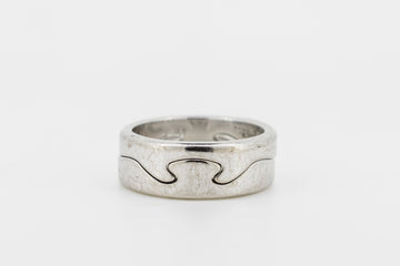 Georg Jensen 18ct solid men white gold 2 piece puzzle ring #PR10G