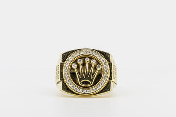 ROLEX INSPIRED 18CT GOLD AND DIAMOND MEN RING