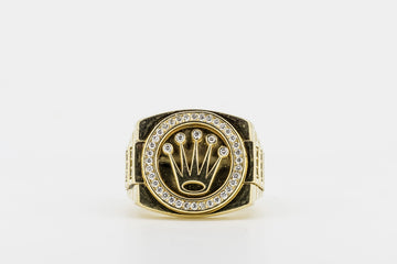 18 ct Yellow Gold Rolex Inspired Diamond Men's Ring #RRX65