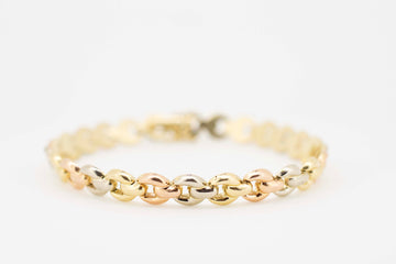 14ct Gold Bracelet in White, Yellow and Rose Gold