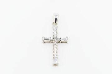 14ct White gold cross with diamonds #27782CROSS