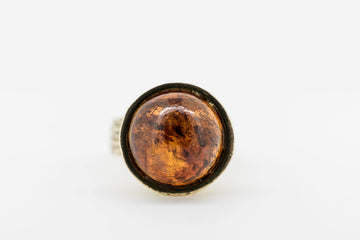 9CT GOLD AND AMBER COCKTAIL RING #26811