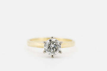 18CT YELLOW GOLD RING WITH REAL 1CT DIAMOND