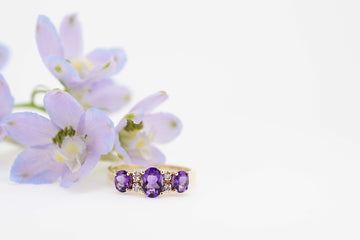 9ct Yellow Gold with Purple Amethyst and Diamonds