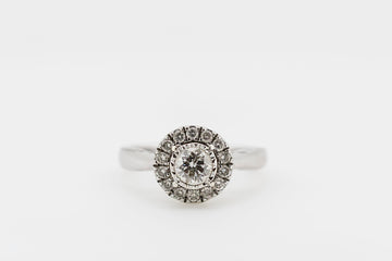 9ct White Gold Ring with Simulant Diamonds