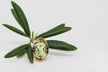 9ct Yellow Gold Custom Made Cocktail Ring with Light Green Elbaite Tourmaline Stone #27182