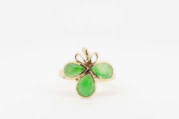 9ct gold ring with jade stones