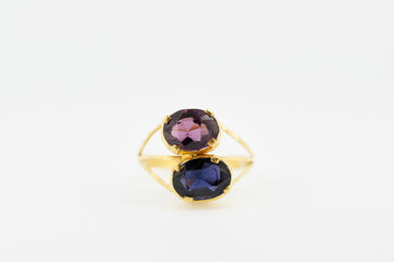 Custom made red Sapphire and blue Sapphire set in 22ct gold ring