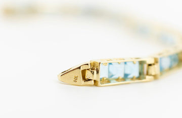 Bracelet in 14ct gold with Aquamarine gemstones
