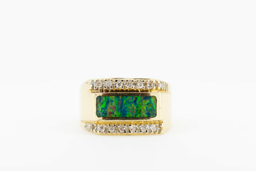 14ct gold opal and diamond custom made ring