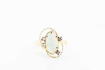 14CT Gold ring with opal and diamonds #27714