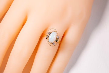 14CT Gold ring with opal and diamonds #27714