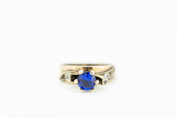 9ct Yellow Gold Ring with Blue Sapphire #27723