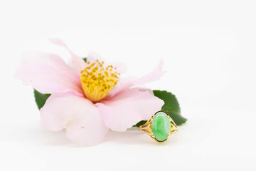 Custom made 18CT Gold Cocktail ring with Jade stone #27728