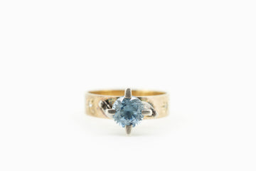 9ct gold ring with aquamarine & diamonds #27781-2