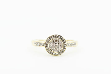 9ct Yellow Gold Elegant Halo Diamond Ring #27891