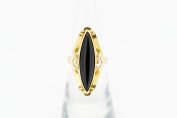 14ct Yellow Gold Ring With Black Agate Stone #27893