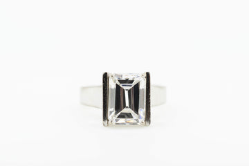 9ct White Gold With Clear Glass Stone #27899-1