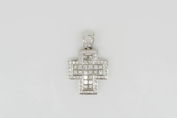 18ct White Gold Diamond Encrusted Cross Pendant #27899