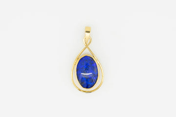 18ct Yellow Gold Oval Shape Blue Opal Triplet Pendant #28019