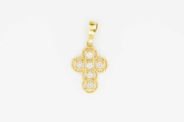 18ct Yellow Gold Diamond Cross Pendant #28036