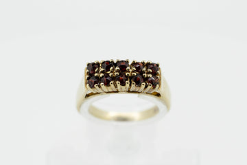 8ct Yellow Gold Ring With Garnet Accent Stones #28102-2