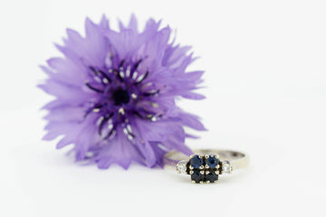 18ct Yellow Gold and White Gold Setting  Blue Sapphire and Diamonds #28105