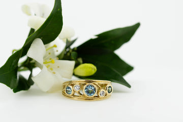 9ct Yellow Gold Aquamarine and CZ Ring #28102