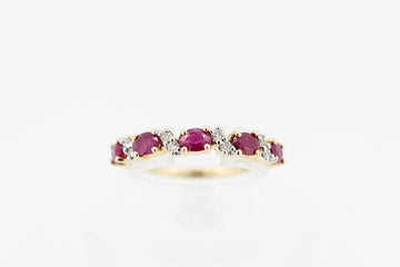 9ct Yellow Gold Ruby and Diamond Ring #28132-3