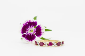 9ct Yellow Gold Ruby and Diamond Ring #28132-3