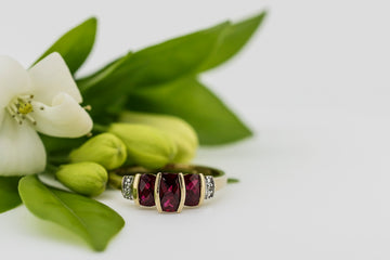 9ct Gold Ring with Garnet Stones #2g9ct3