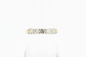 18ct Yellow Gold Ring With French Pave with 5 Diamond Setting #35918CT