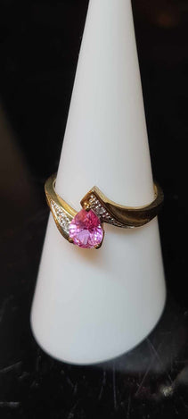 9ct gold pink Cubic Zirconia a Diamond Ring #25815-5