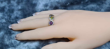 9ct Gold Ring with Multi Coloured Sapphires and Diamonds