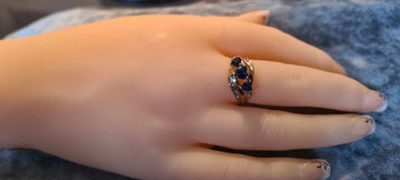 9CT GOLD WITH THREE HEART SHAPED SAPPHIRES