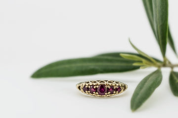 9ct Gold Vintage Inspired Ring with Rhodalite Garnets